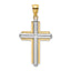 Beveled Cross Charm in 14K Two-Tone Gold, 38mm - Sophia Jewelers