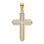 14K Two-tone Beveled Cross Charm