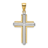 14K Two-tone Beveled Cross Charm