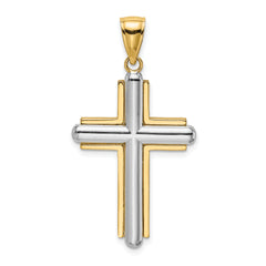 14K Two-tone Beveled Cross Charm