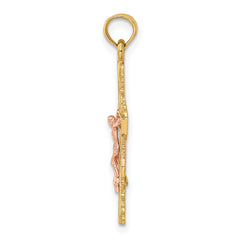 14k Two-Tone w/ Lace Trim Crucifix Charm