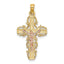 Crucifix Charm in 14K Two-Tone Gold with Lace Trim, 27mm - Sophia Jewelers