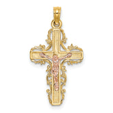 14k Two-Tone w/ Lace Trim Crucifix Charm