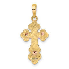 14K Two-Tone Crucifix W/ Scallop Trim Charm