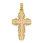 Cross Charm with Lace Trim in 14K Two-Tone Gold - Sophia Jewelers