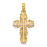 14K Two-Tone w/ Lace Trim Cross Charm