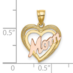 14k Two-Tone MOM Heart Charm