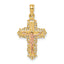 14K Two-Tone Crucifix W/ Lace Trim Charm