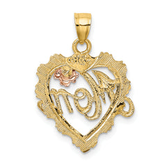 14k Two-tone w/White Rhodium MOM in Heart Charm