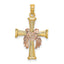 Cross with Drape Charm in 14K Two-Tone Gold, 16x21mm Textured - Sophia Jewelers