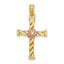 14k Two-Tone Twisted Cross w/ Flower Charm