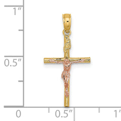 14k Two-Tone Cross Crucifix Charm