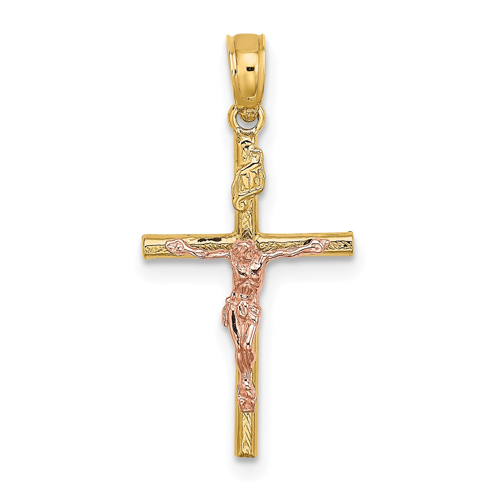 14k Two-Tone Cross Crucifix Charm