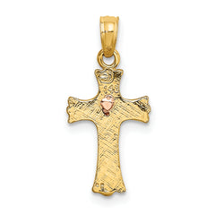 14k Two-Tone w/ Heart In Cross Charm