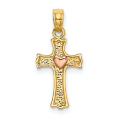 14k Two-Tone w/ Heart In Cross Charm