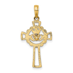 14K Two-Tone Claddagh Cross Charm