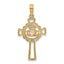 Claddagh Cross Charm in 14K Two-Tone Gold, 28mm Textured - Sophia Jewelers