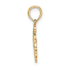 14k Two-Tone Cut-out Teddy Bear w/ Bow Tie Charm