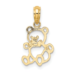 14k Two-Tone Cut-out Teddy Bear w/ Bow Tie Charm