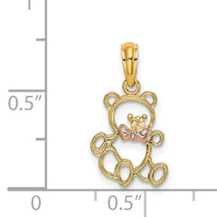 14k Two-Tone Cut-out Teddy Bear w/ Bow Tie Charm