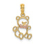 14k Two-Tone Cut-out Teddy Bear w/ Bow Tie Charm