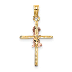 14K Two-Tone 2-D Boy On Cross Charm
