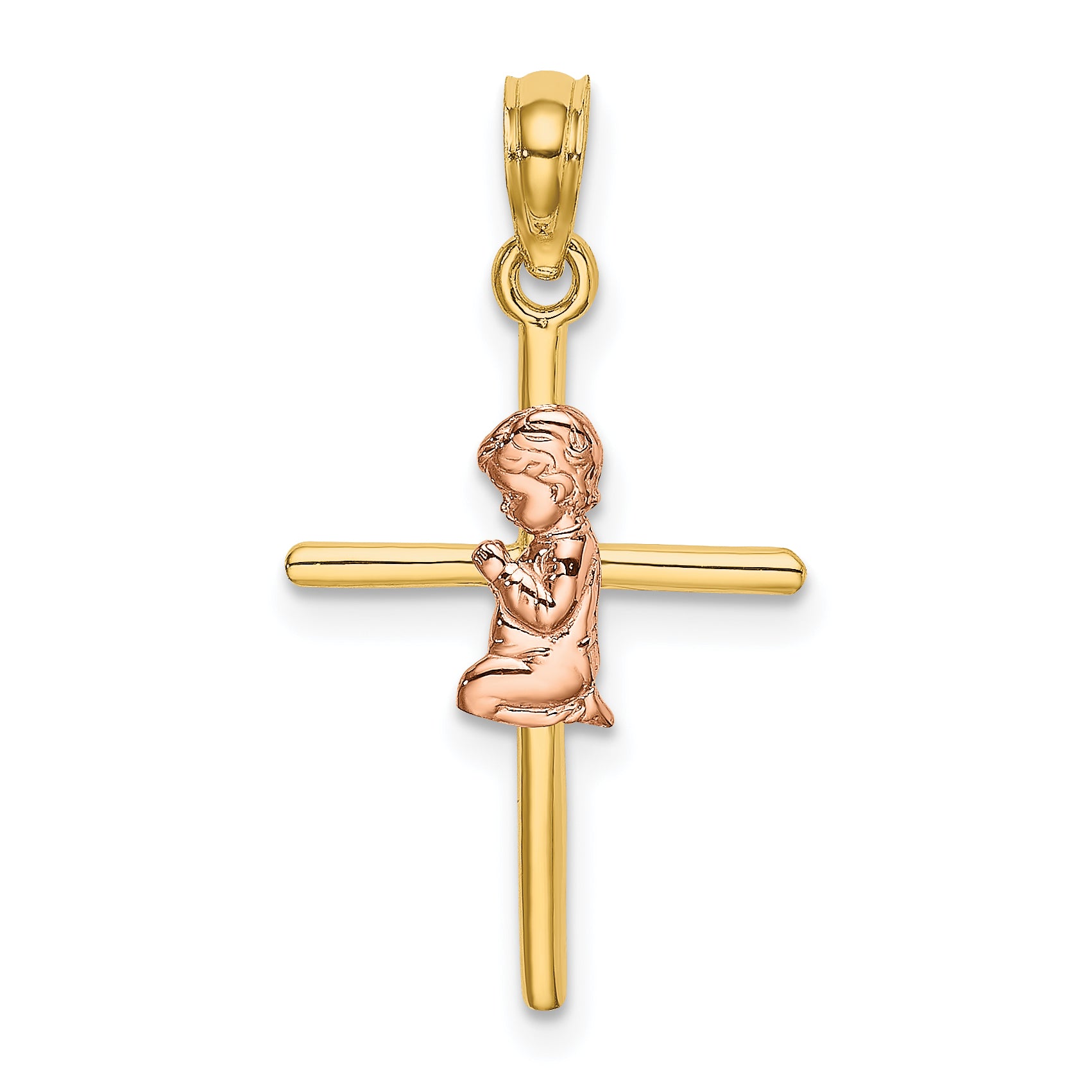 14K Two-Tone 2-D Boy On Cross Charm