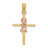14K Two-Tone 2-D Boy On Cross Charm