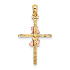14K Two-Tone 2-D Girl On Cross Charm