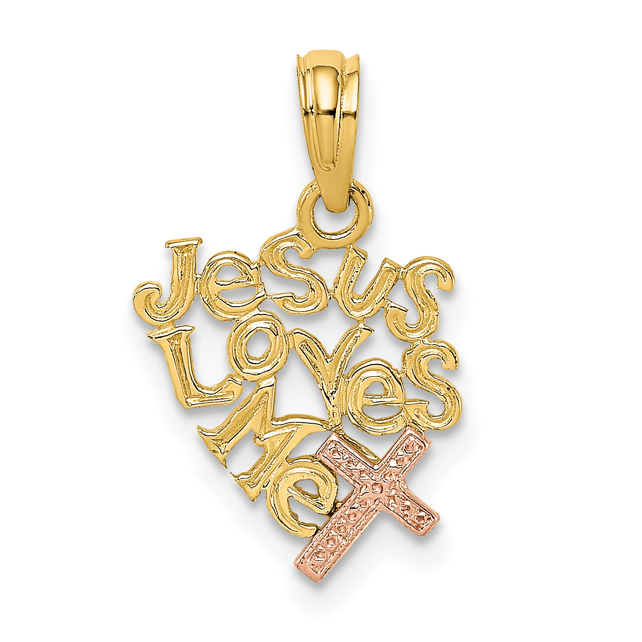 14K Two-Tone JESUS LOVES ME Charm