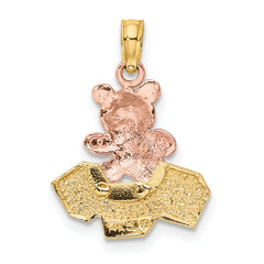 14k Two-Tone Teddy Bear w/ ABC Blocks Charm