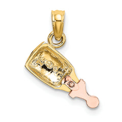 14k Two-Tone Baby Bottle Charm