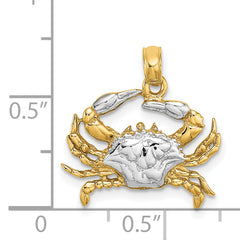 14k with White Rhodium Charm Blue Crab Charm