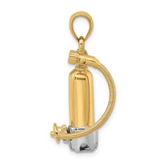 14K w/Rhodium 3-D Single Scuba Tank W/ Hose Charm