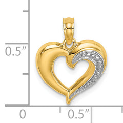 14k w/ RH Polished and Textured Heart Charm
