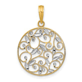 14K w/Rhodium D/C Filigree Round Charm