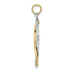 14K w/Rhodium Cross w/Drape Charm