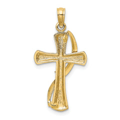 14K w/Rhodium Cross w/Drape Charm