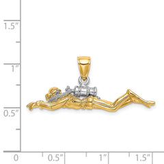 14K w/Rhodium 3-D Male Scuba Diver Charm