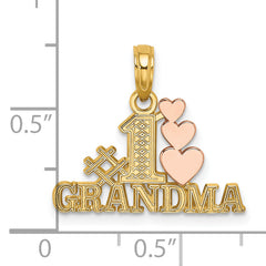 14k Two-Tone #1 GRANDMA w/ Three Hearts Charm