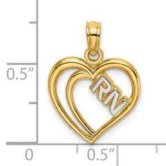 14k w/Rhodium RN Inside Double Hearts Charm