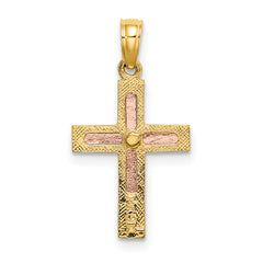 14k Two-tone Polished Cross Charm