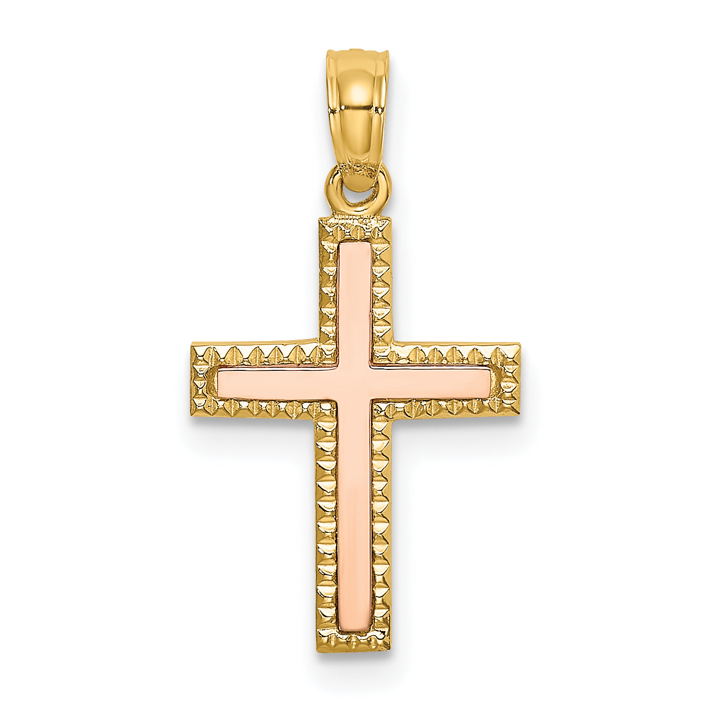14k Two-tone Polished Cross Charm