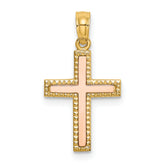 14k Two-tone Polished Cross Charm