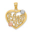 14k Two-tone w/White Rhodium I LOVE YOU Heart w/Flowers Charm