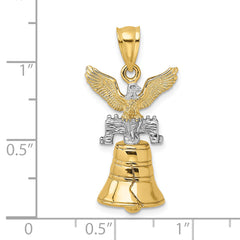 14k w/Rhodium 3D Moveable Liberty Bell w/Eagle Top Charm
