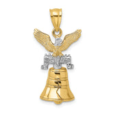 14k w/Rhodium 3D Moveable Liberty Bell w/Eagle Top Charm