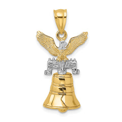 14k w/Rhodium 3D Moveable Liberty Bell w/Eagle Top Charm