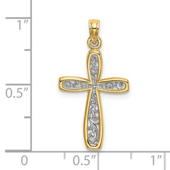 14k w/ Rhodium Filigree Cross Charm