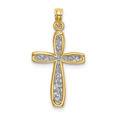 14k w/ Rhodium Filigree Cross Charm